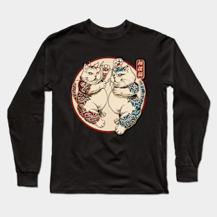 Japanese Sumo Wrestling Cats Men Women Kids Long Sleeve T-Shirt